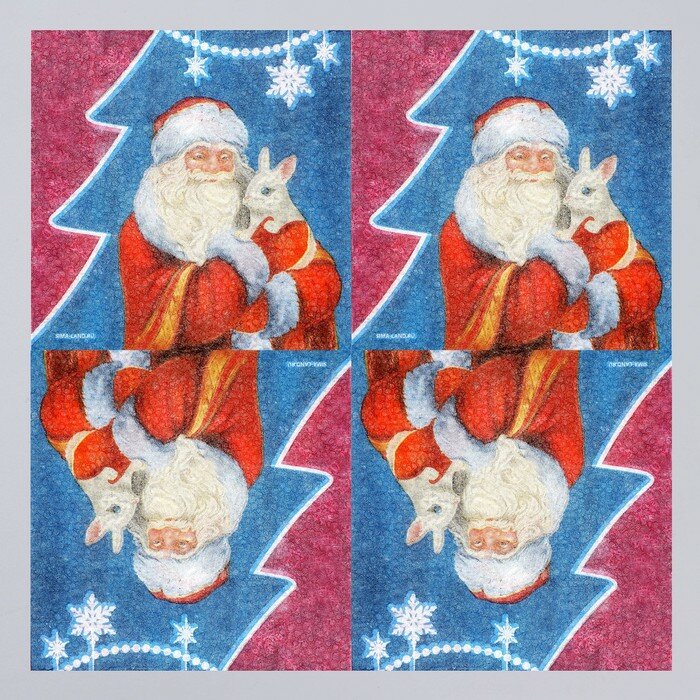 Салфетки бумажные однослойные "Дед Мороз", 24*24 см, набор 20 штук - фотография № 2