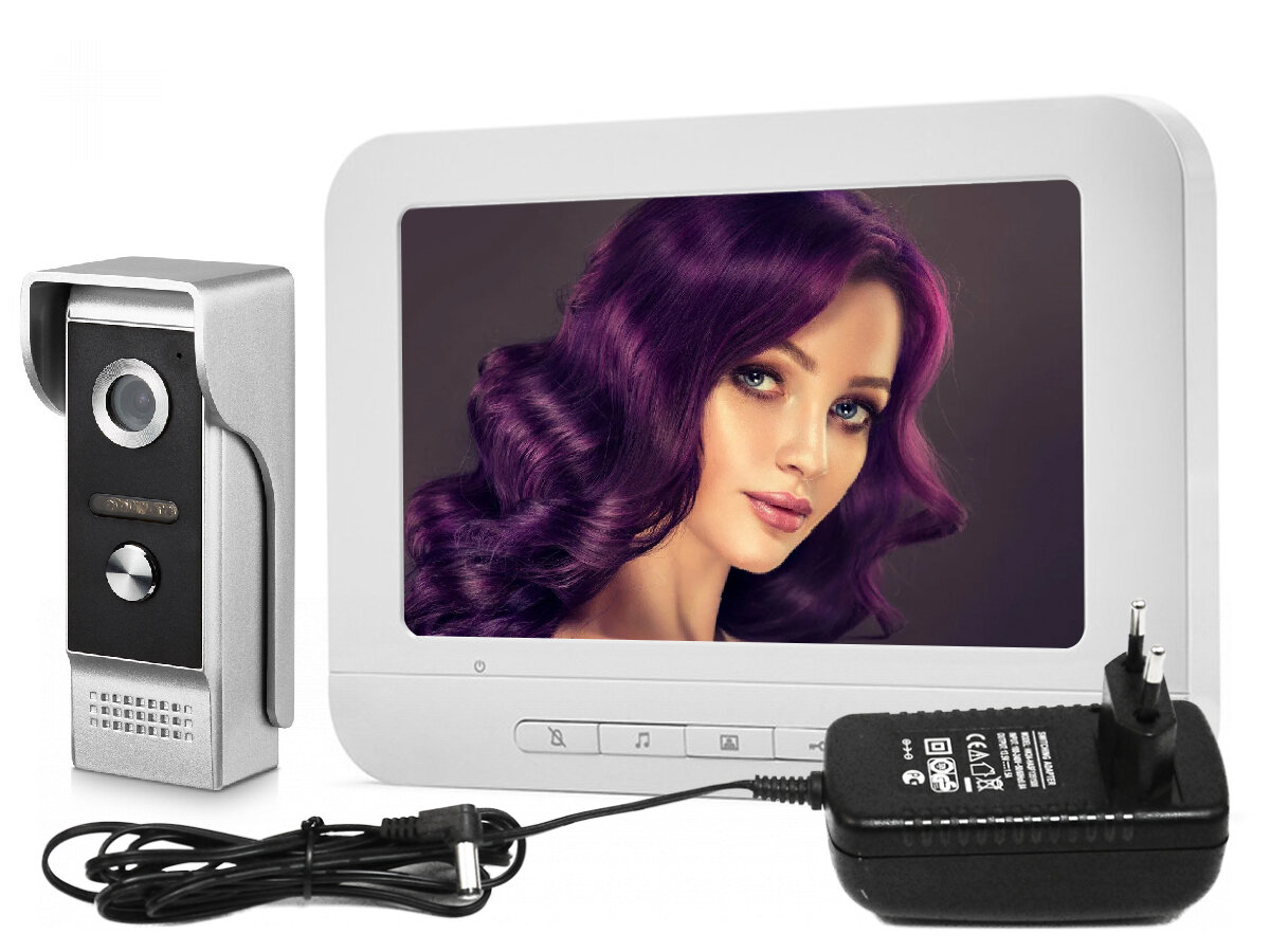 Комплект HD видеодомофона для дома ЕР-7100 (белый) (F1388EU). Антивандальная вызывная панель - домофон с подключением электрозамка