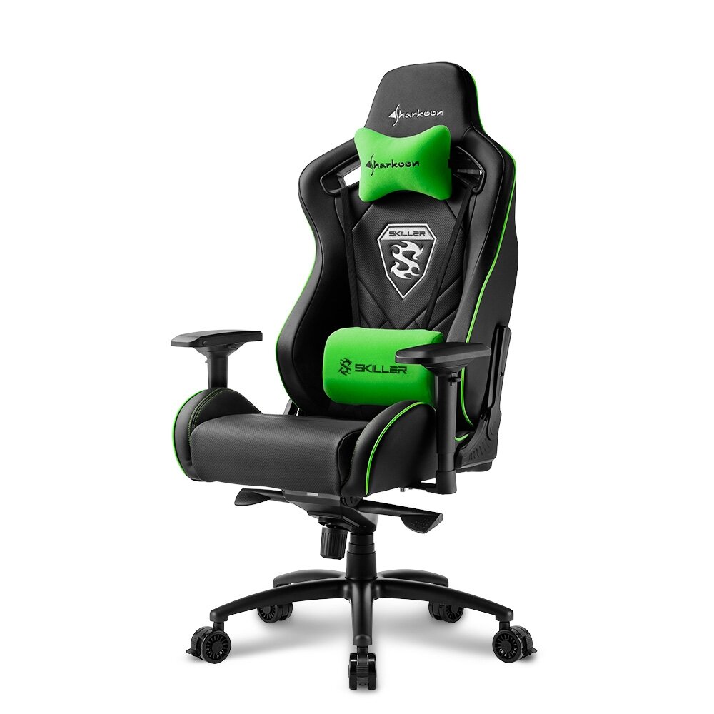 Компьютерное кресло Sharkoon Shark Skiller SGS4 чёрно-зелёное