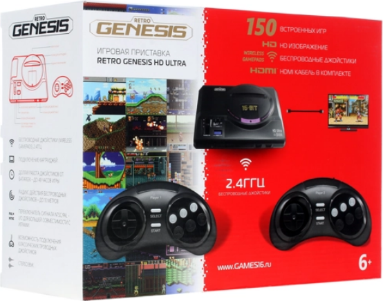 Игровая консоль Retro Genesis HD Ultra черный в комплекте: 150 игр CONSKDN70 .