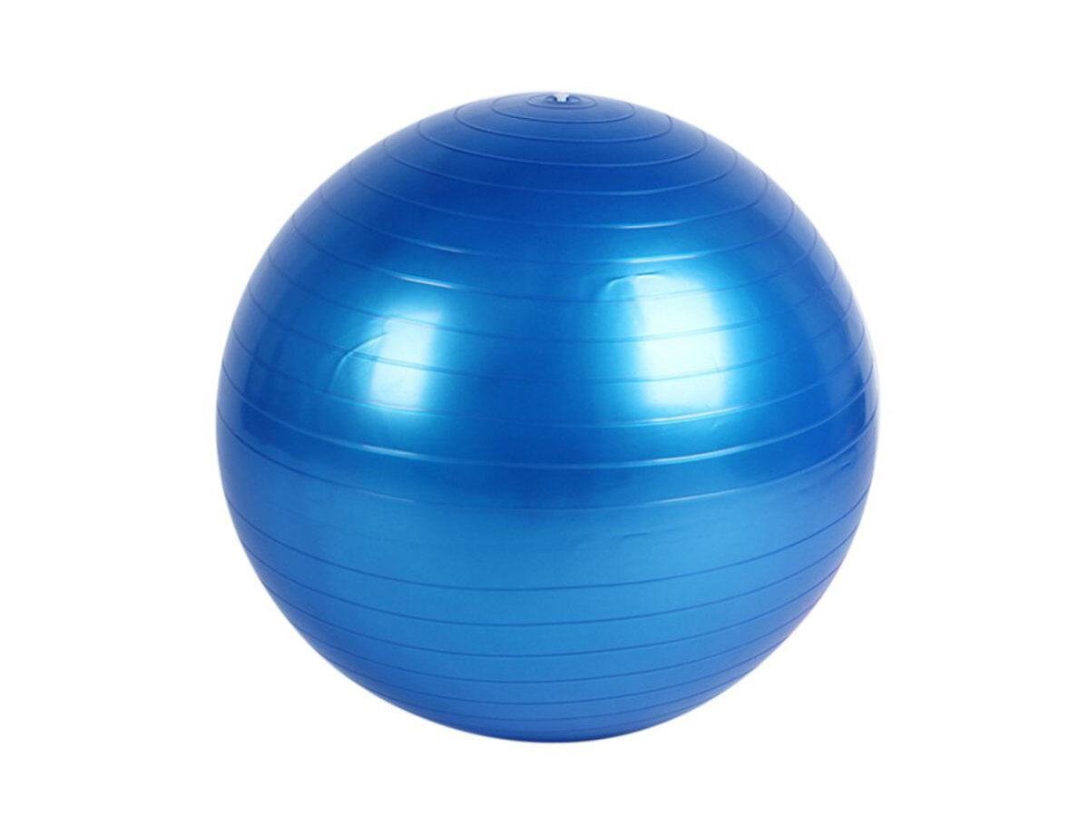 Фитбол, гимнастический мяч для занятий спортом, глянцевый, синий, 65 см