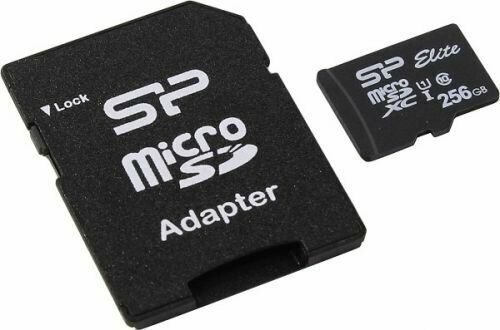 Карта памяти 256GB Silicon Power SP256GBSTXBU1V10SP microSDXC Elite class 10 UHS-I U1 (SD адаптер)