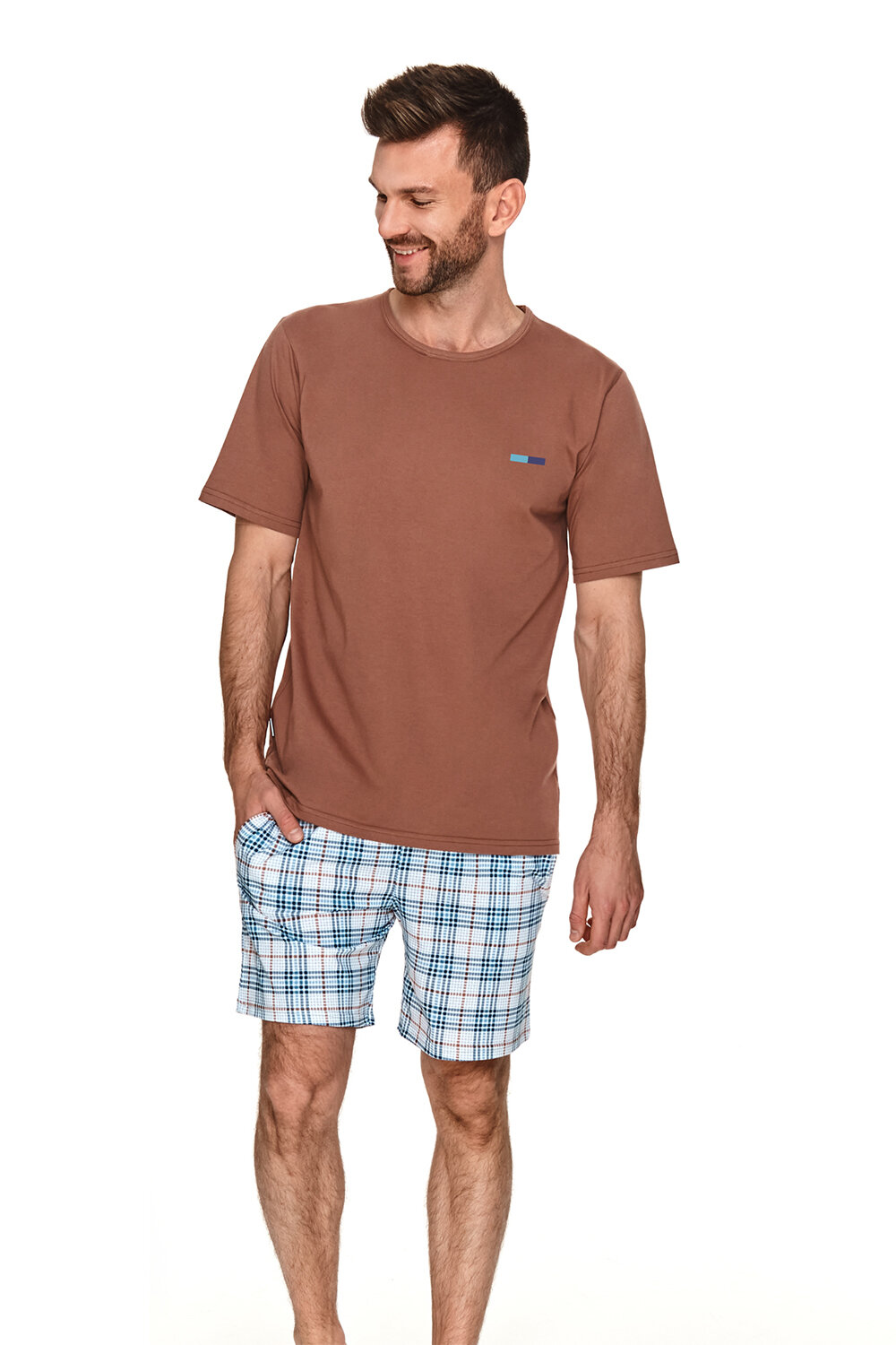 Пижама мужская TARO Igor 2732-02, футболка и шорты, коричневый, хлопок 100% (Размер: XXL)