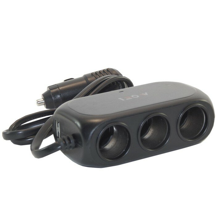 Cartage Разветвитель прикуривателя Cartage, USB 2.1 А/1 А, 60 Вт, 12/24 В, провод 60 см