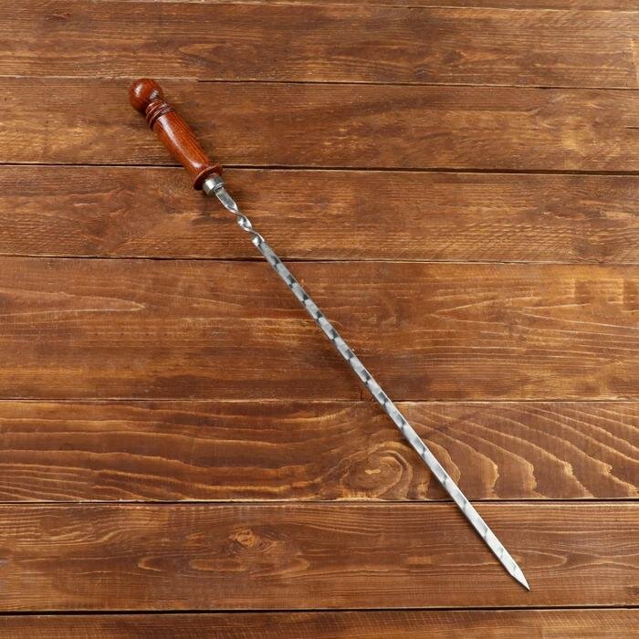 Шампур узбекский 62см, деревянная ручка, (рабочая часть 40см), с узором - фотография № 1