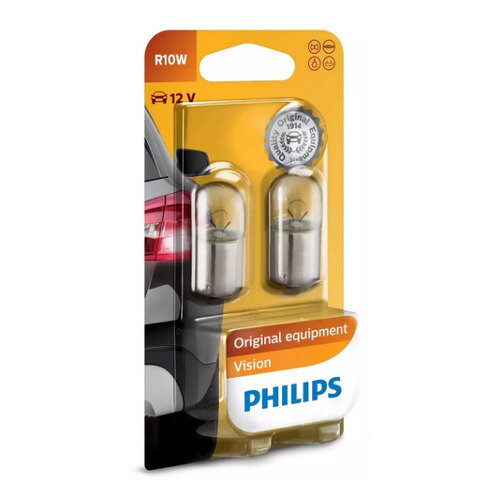 Лампа автомобильная накаливания Philips 12814B2, R10W, 12В, 10Вт, 2шт