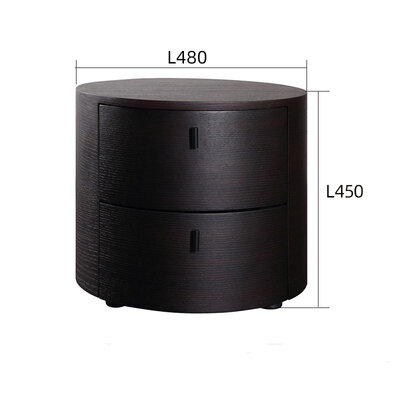 Современный круглый минималистский прикроватный столик для спальни (шпон ясеня, 480*450 мм)