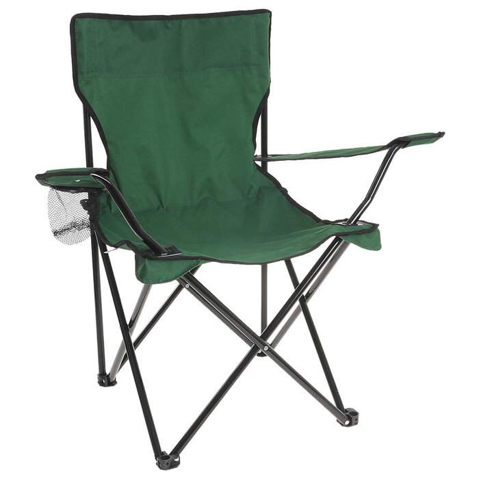 Кресло туристическое, с подстаканником, до 100 кг, размер 50 х 50 х 80 см, цвет зелёный - фотография № 1