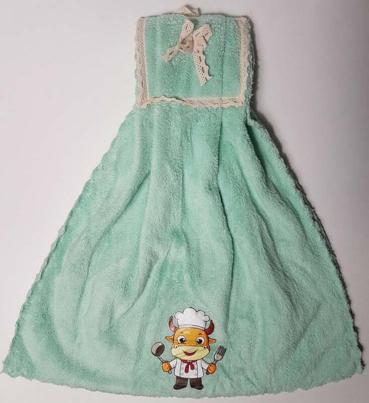 Полотенце в виде платья с аппликацией Бычка - фотография № 6