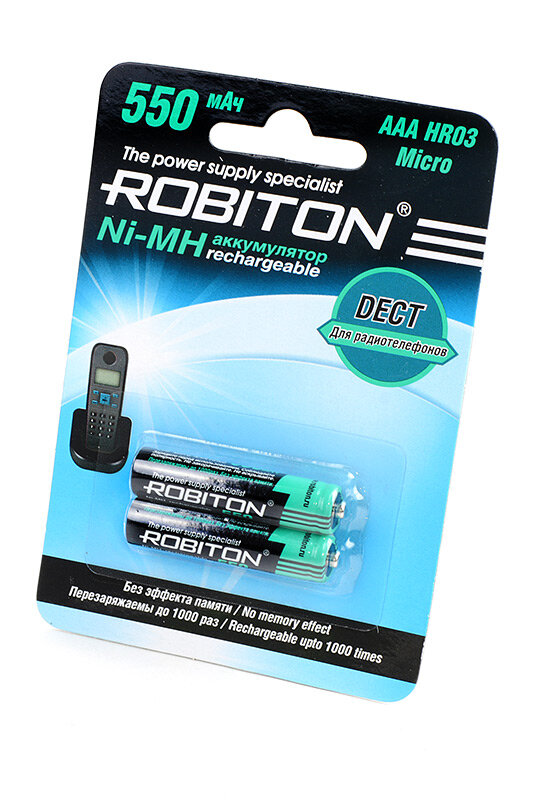 Robiton Аккумулятор Robiton Ni-MH AAА 550mAh BL2 DECT , 2шт (550MHAAA-2)