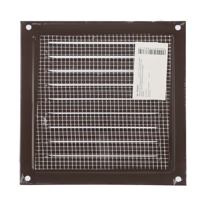 Решетка вентиляционная ZEIN Люкс РМ1515КР,150 х 150 мм, с сеткой, металлическая, коричневая - фотография № 4