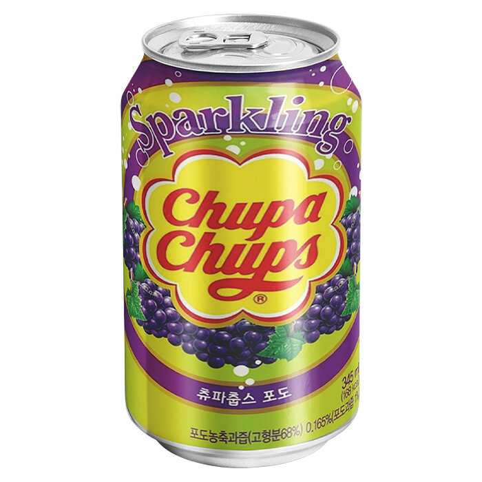 Газированный напиток Chupa Chups - набор 3 вкуса (апельсин, клубничный крем, виноград) (Республика Корея), 345 мл (3 шт) - фотография № 4