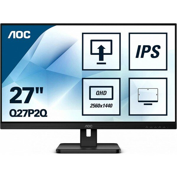 Монитор 27 AOC Q27P2Q Black с поворотом экрана (IPS, 2560x1440, 75Hz, 4 ms, 178/178, 300 cd/m, 50M:1, +HDMI, +Display