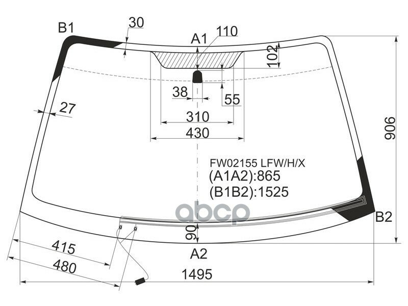 Стекло Лобовое С Обогревом Щеток Subaru Legacy/Outback 4/5d 98-03 XYG арт. FW02155 LFW/H/X