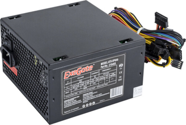   Exegate ATX-XP600 Black, 12cm fan, 24+4pin, (6+2)pin PCI-E, 3*SATA, 1*FDD, 2*IDE .