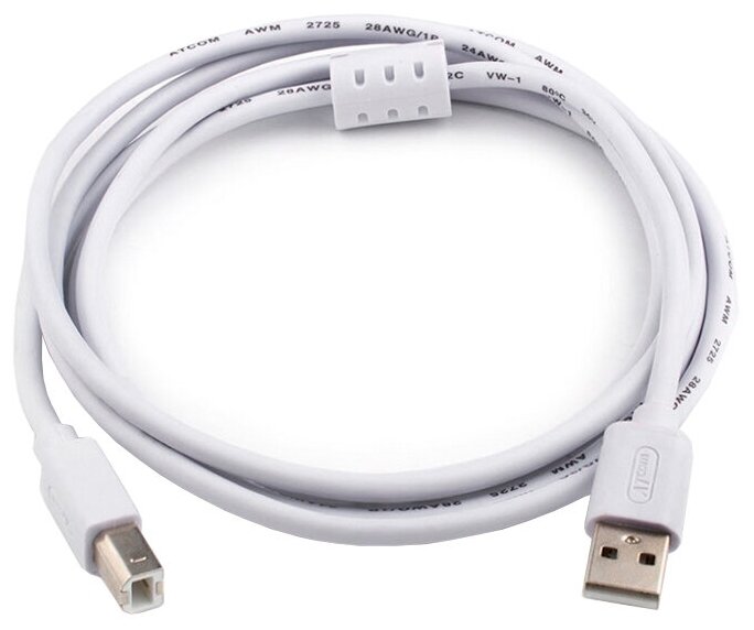Atcom Кабель USB2.0 соединительный USB A-B Atcom AT8099 (3.0м) белый (oem)