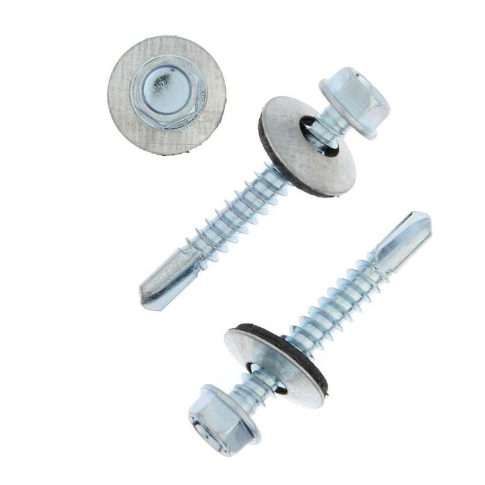 фото Саморезы кровельные тундра krep с буром 5.5x38 мм, цинк, 50 шт.