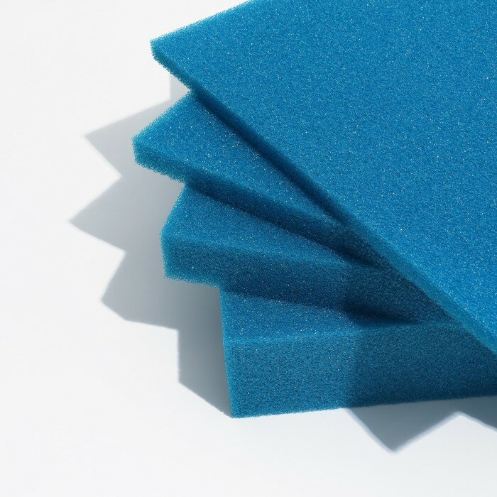 AQUA STORY Губка прямоугольная, крупнопористая, лист 50 х 50 х 3 см, синий - фотография № 5