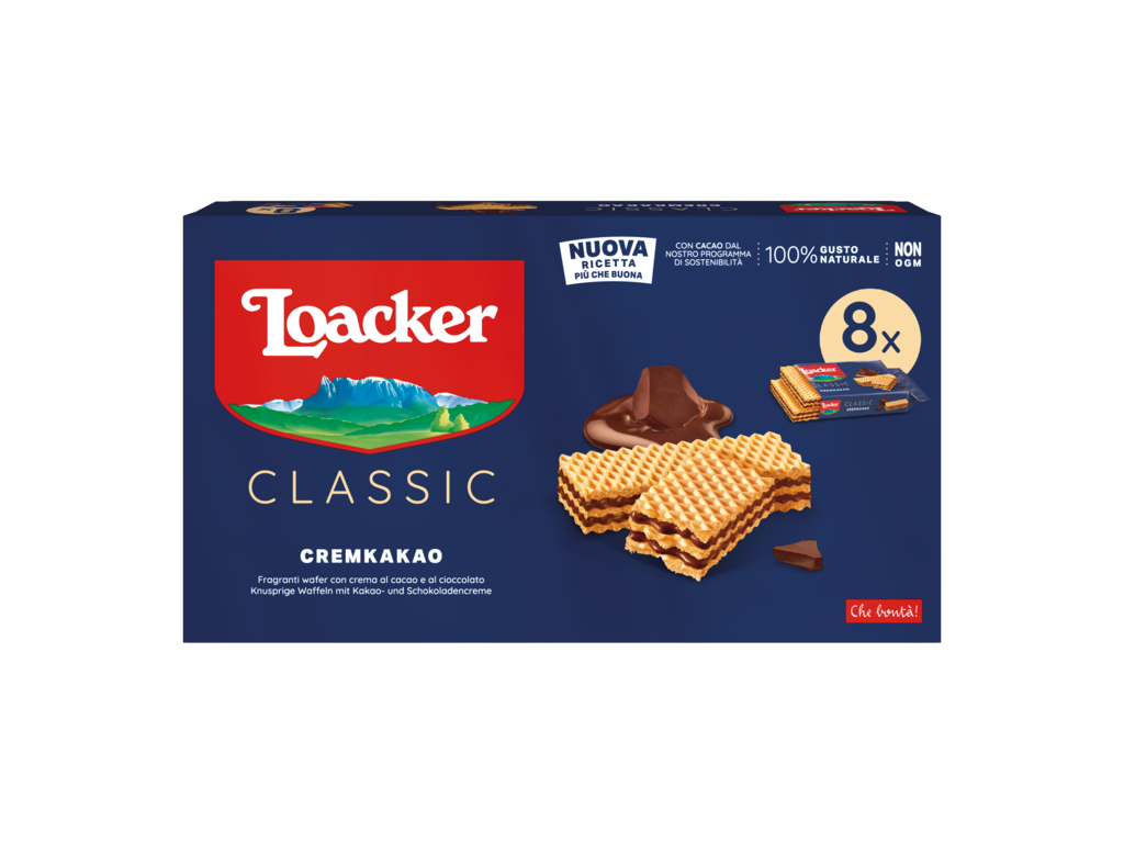 Вафли Loacker Classic Cremkakao (сливочная какао-начинка), 8шт по 45 г