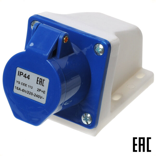фото Розетка на поверхность 2P+E 16А 240В IP44 YS CEE 113 (3 шт. в комплекте)