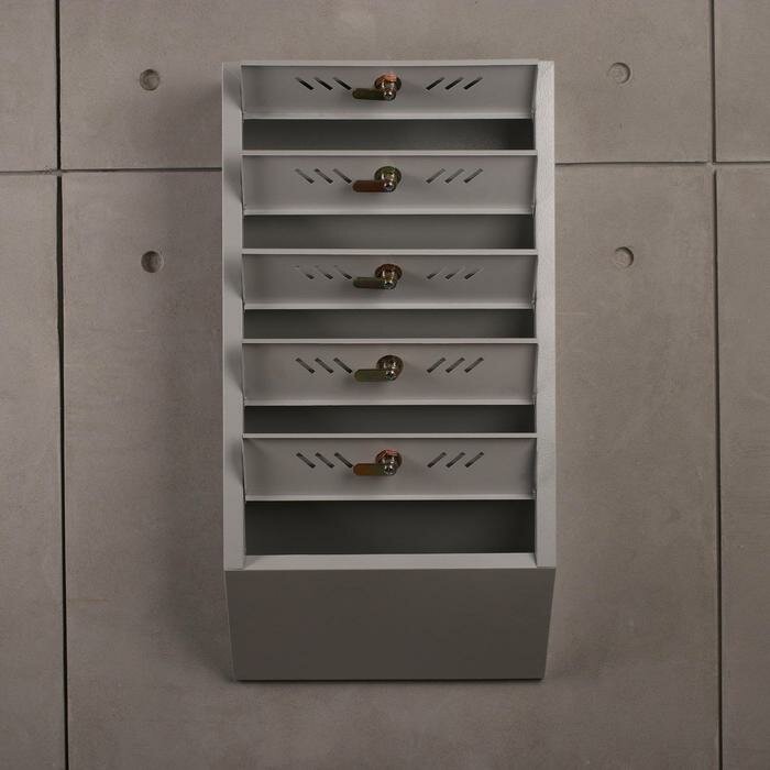 Ящик почтовый многосекционный, 5 секций, с задней стенкой, серый - фотография № 4
