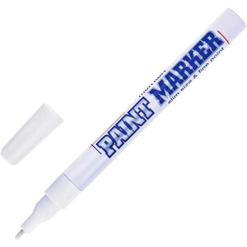 фото Маркер промышленный MunHwa SLIM SPM-05 нитрокраска, перманентный на любых поверхностях, белый - 2.0мм