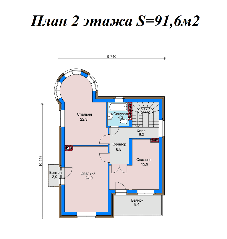 Проект жилого дома SD-proekt 22-0019 (261,6 м2, 10,179*13,689 м, газобетонный блок 300 мм, облицовочный кирпич) - фотография № 4