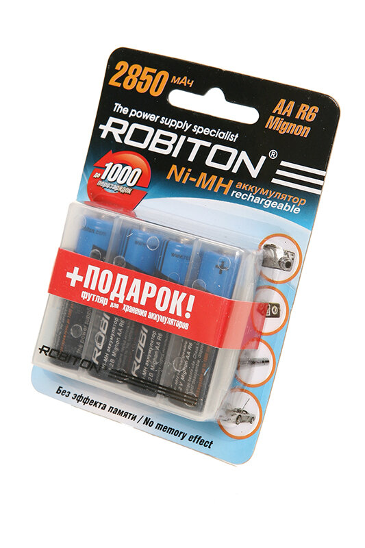 Robiton Аккумулятор Robiton Ni-MH AA 2850mAh BL4 + футляр, 4шт (2850MHAA-4/box)