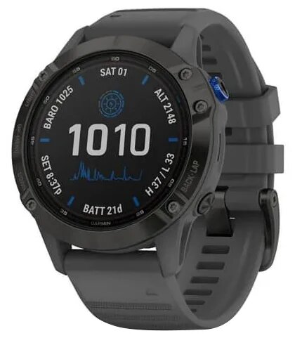 Умные часы Garmin Fenix 6 Pro Solar Wi-Fi NFC, черный/серый (010-02410-11)