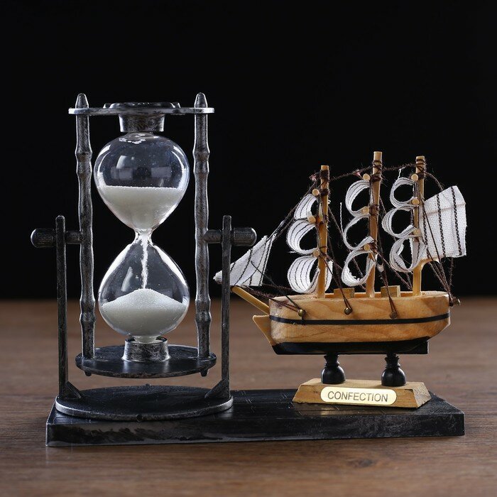 Песочные часы "Фрегат", сувенирные, 15.5 х 6.5 х 12.5 см, микс - фотография № 4