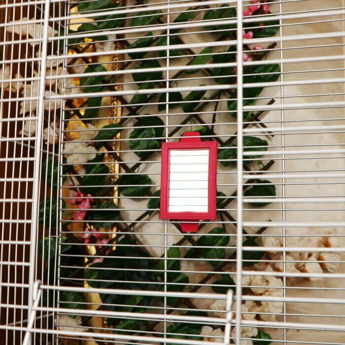 Пижон Зеркало для птиц, 12 см, микс цветов, рубиновое - фотография № 2