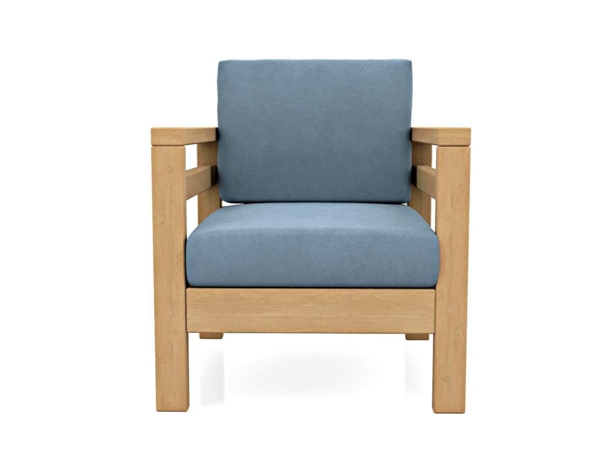 Садовое кресло Soft Element Бонни синий, массив дерева, велюр, на террасу, на веранду, для дачи, для бани - фотография № 1