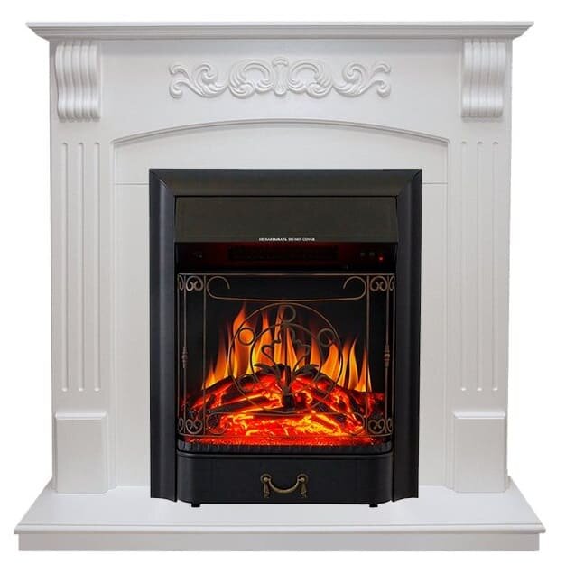 Камин Royal Flame Sorrento угловой Белый дуб с очагом Majestic FX Black