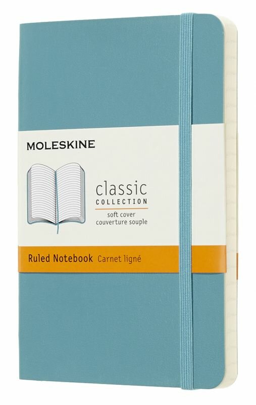 Блокнот Moleskine CLASSIC SOFT QP611B35 Pocket 140мм 192стр. линейка мягкая обложка голубой