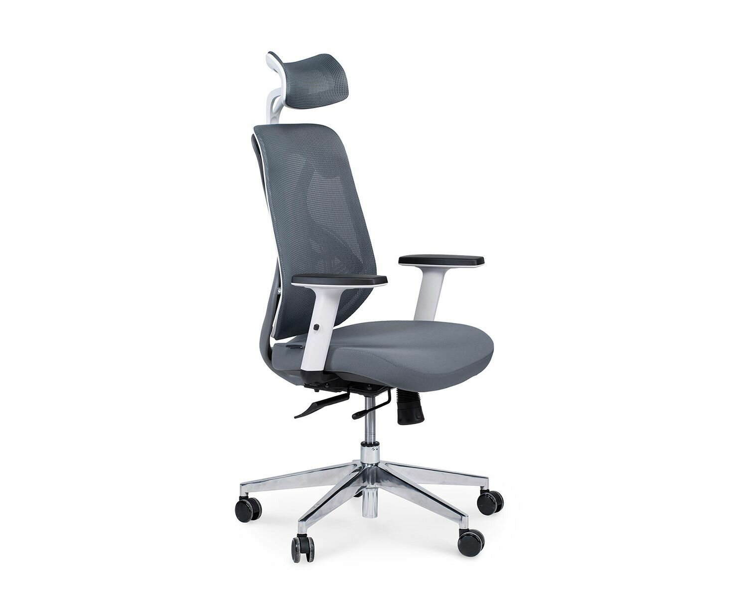 Кресло офисное Norden Имидж gray белый пластик / серая сетка / серая ткань