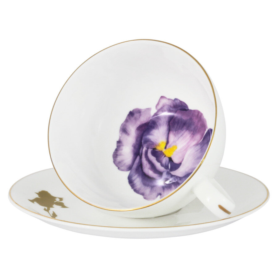 фото Чашка с блюдцем Anna Lafarg Emily Iris 250 мл, фарфор костяной, п/к