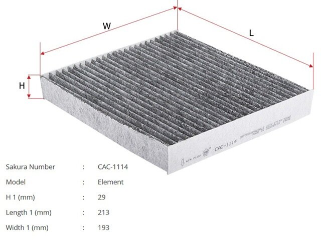 Фильтр салона SAKURA CAC1114 для Toyota Auris E150, VENZA, VERSO, Camry XV55, Camry XV40, Camry XV50, Corolla E140 / E150, Corolla E170 / E180