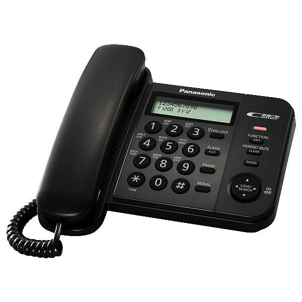 Телефон проводной Panasonic KX-TS2356RUB чёрный