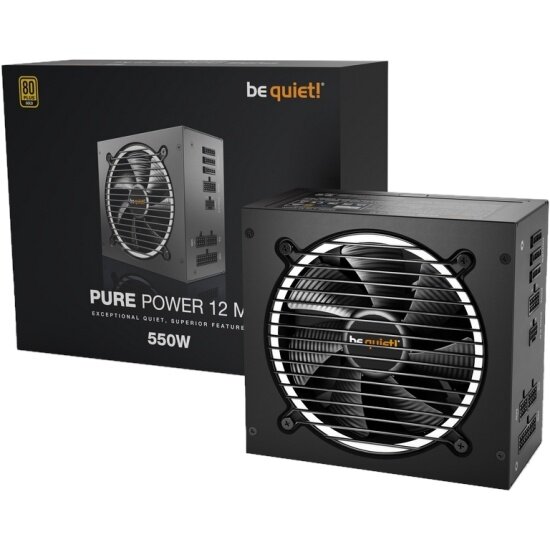 Блок питания be quiet! Pure Power 12 M 550W / ATX 3.0, 80 PLUS Gold, LLC+SR+DC-DC, 120mm fan, semi-modular / BN341 (BN341) - фото №1