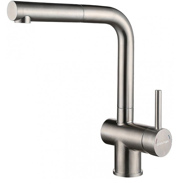 Смеситель для кухни Paulmark Dosse Do214418-SS с выдвижным изливом, нержавеющая сталь