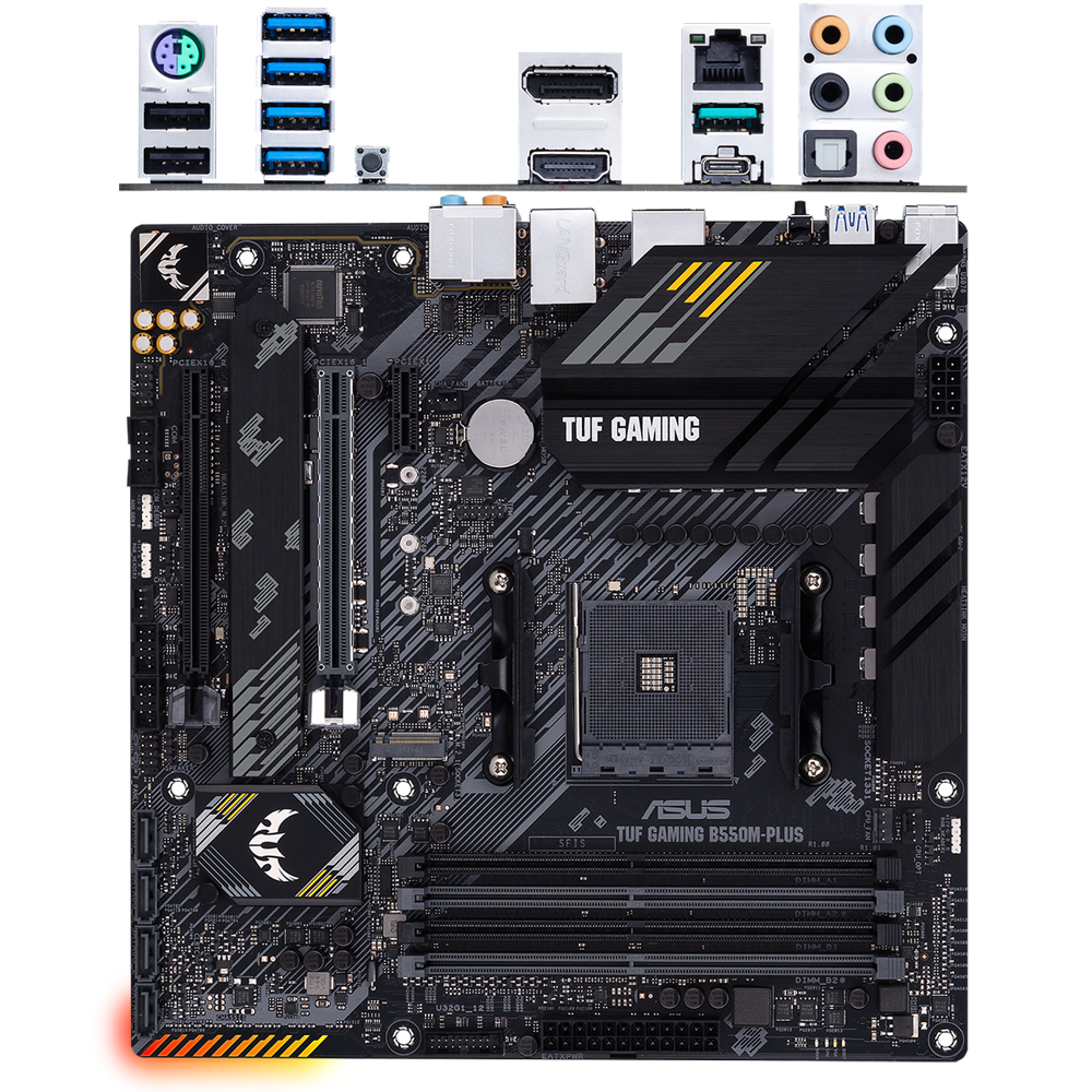 Материнская плата ASUS TUF Gaming B550M-Plus B550 Socket AM4 4xDDR4, 4xSATA3, RAID, 2xM.2, 2xPCI-E16x, 5xUSB3.2, 1xUSB3.2 Type C, DP, HDMI, 2.5Glan, mATX