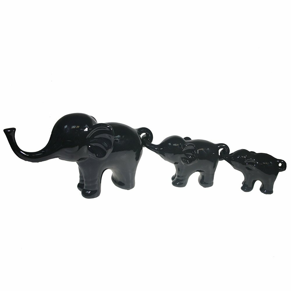 Набор из 3-х декоративных фигурок Семья слонов цв. черный, 57*15*8,5см KSMR-713463/I065