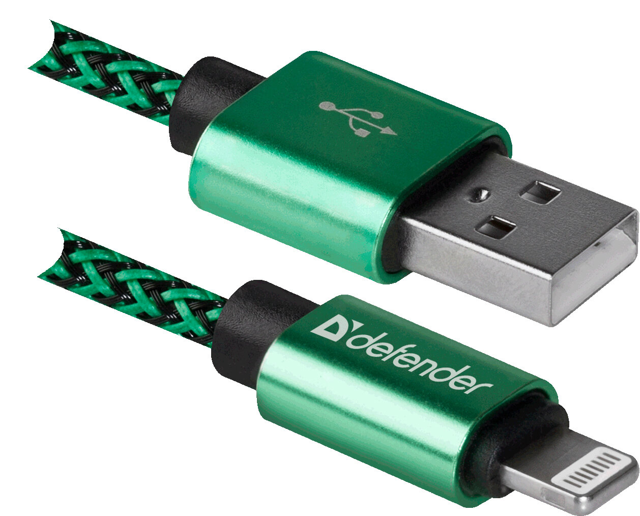 Кабель Defender ACH01-03T PRO USB2.0 Зеленый AM-LightningM1m2.1A (87810)