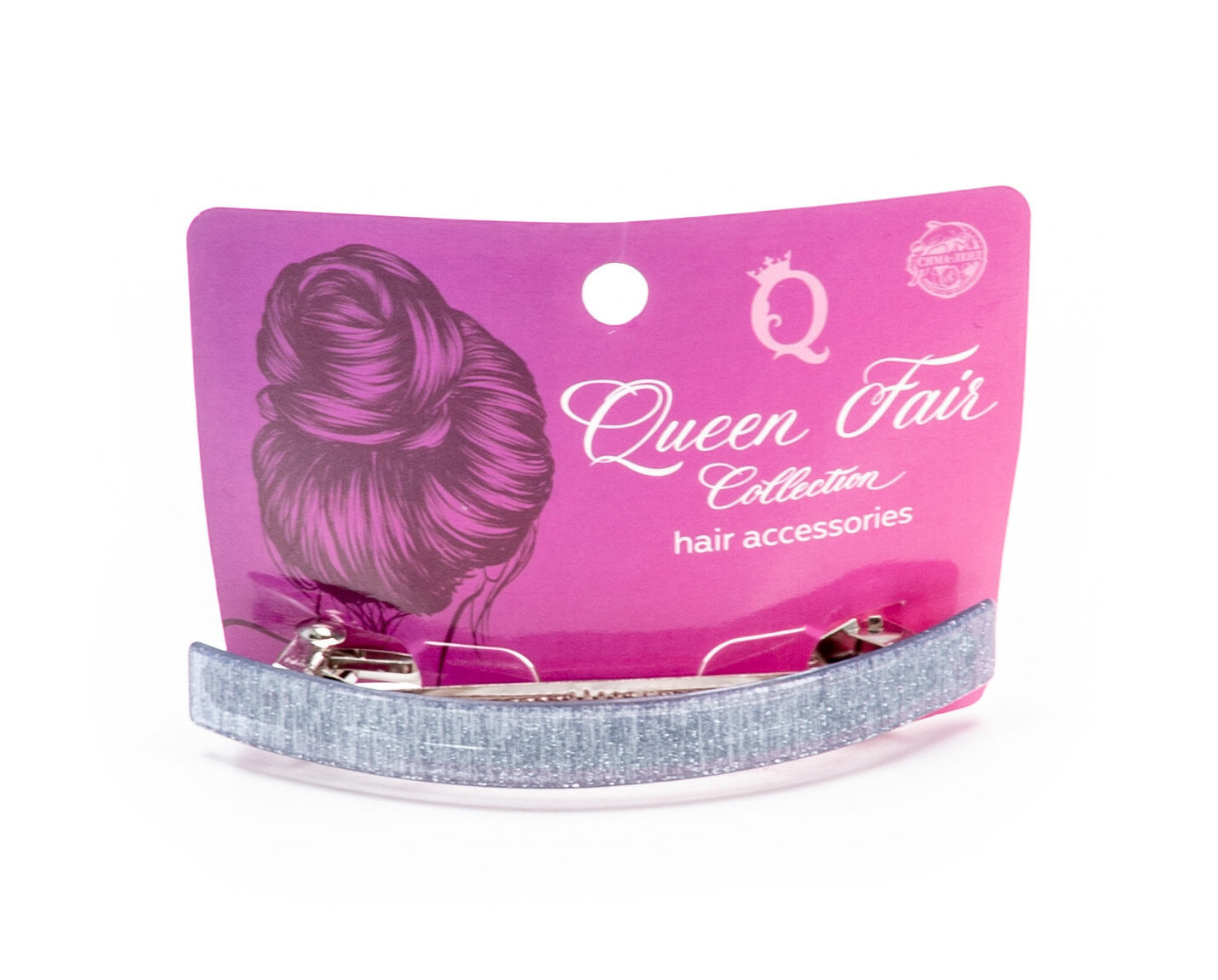 фото Заколка для волос Queen Fair / Квин Фэир Блеск автомат, металлическая с пластиковыми элементами, серая, 9.5см / аксессуары для женщин