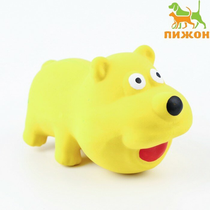 Пижон Игрушка пищащая для собак из латекса "Пес", 9 см, жёлтая - фотография № 1