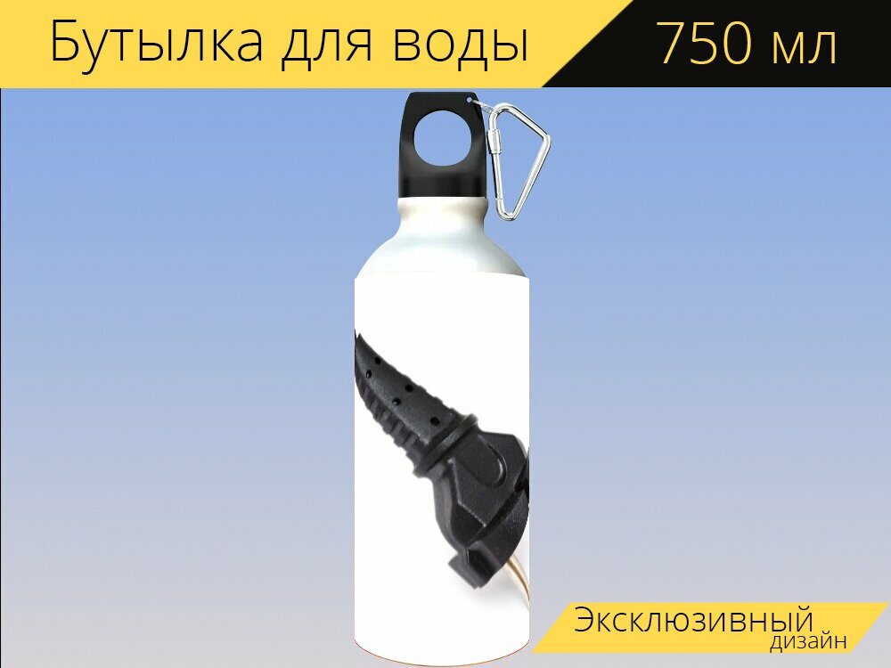 Бутылка фляга для воды "Затыкать, разъем, круглая розетка" 750 мл. с карабином и принтом