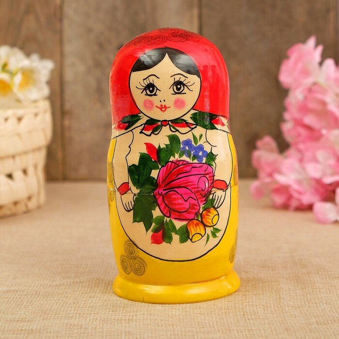 Матрёшка «Лидия», красный платок, 5 кукольная, 18 см - фотография № 4