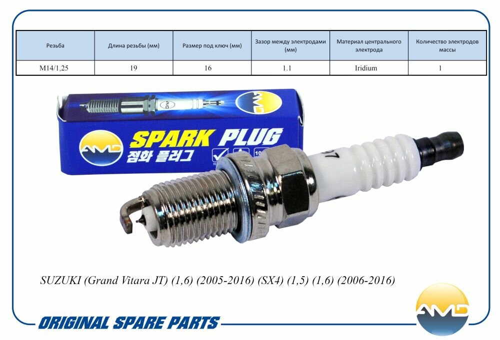 Свеча зажигания 09482-00550 IFR6J11 AMD.PL97 (Iridium) AMD AMD AMD.PL97