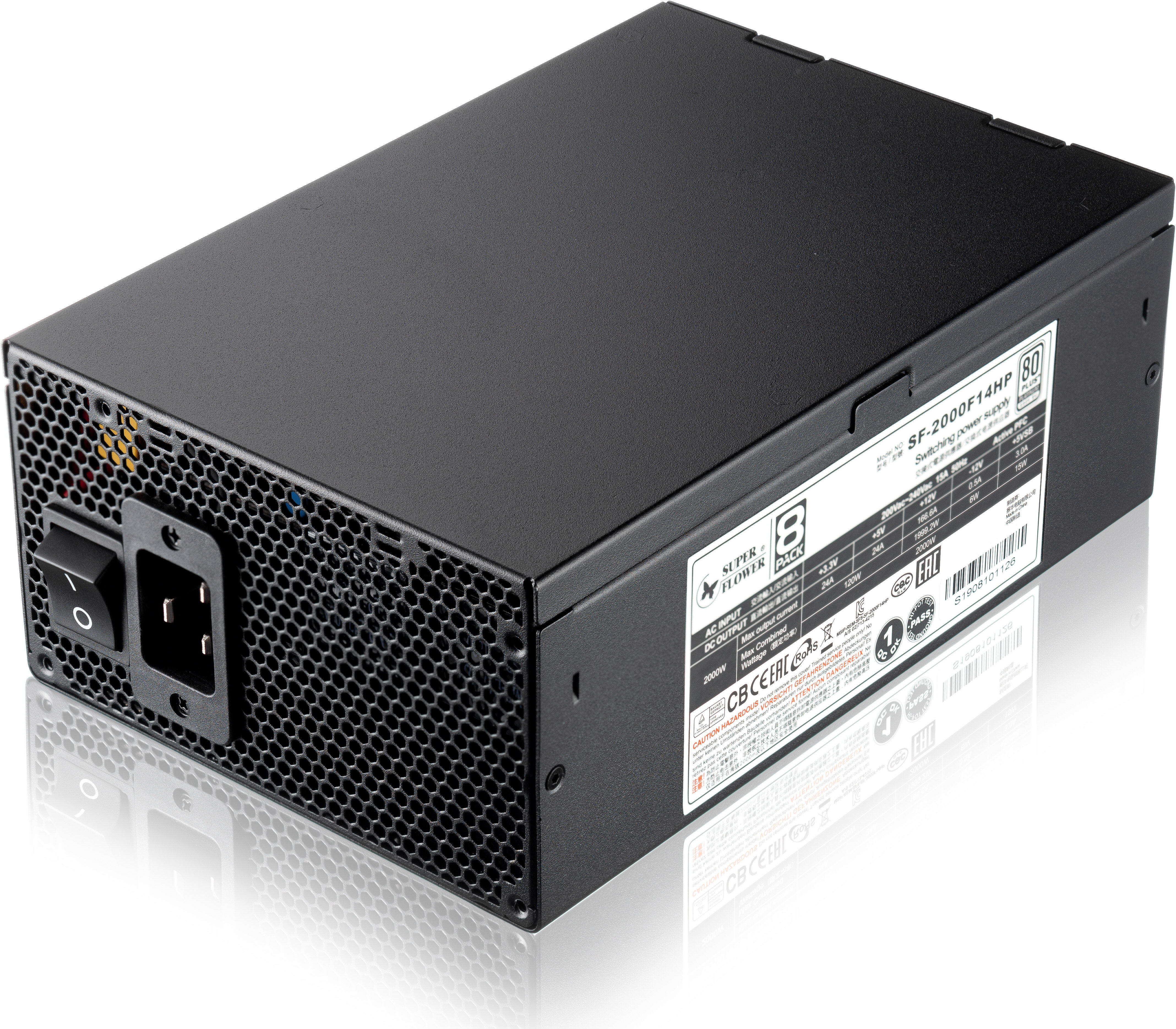 Super Flower Power Supply Leadex Platinum, 2000W, ATX, 140mm, 18xSATA, 5xPCI-E(6), 9xPCI-E(6+2), APFC, 80+ Platinum, Full Modular