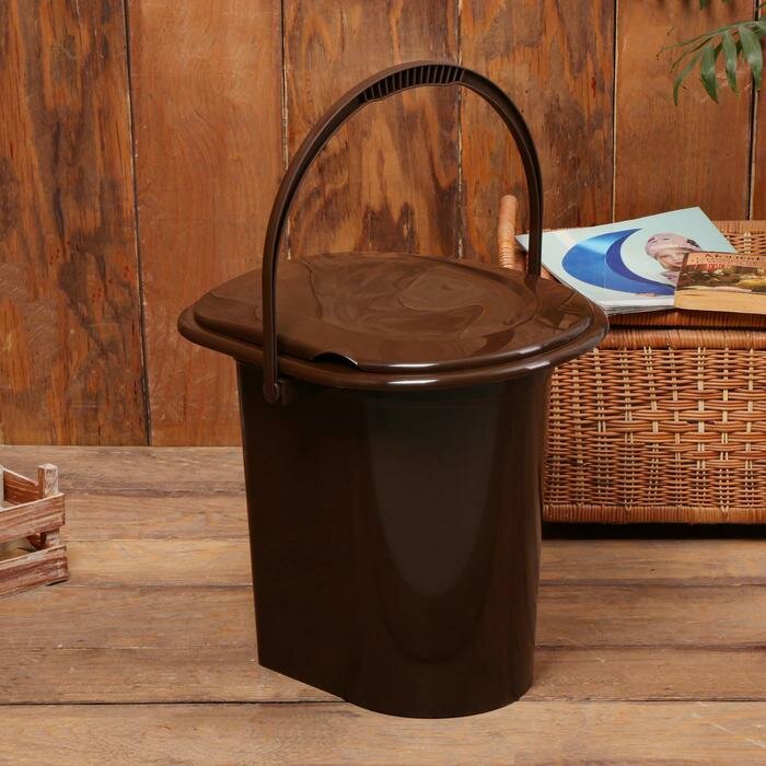 Альтернатива Ведро-туалет, h = 39 см, 17 л, съёмный стульчак, коричневое - фотография № 6